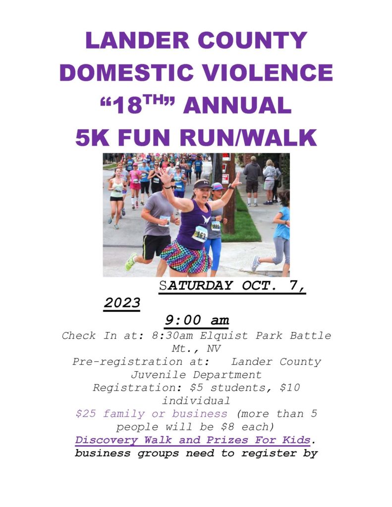 Lander County Domestic Violence 18th Annual 5K Fun Run/Walk