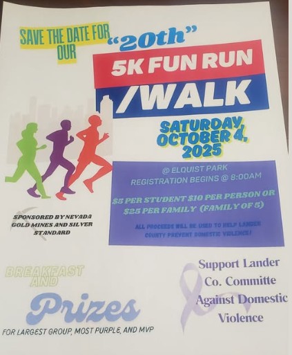 DVAM flyer for Lander County 5k Fun Run/Walk