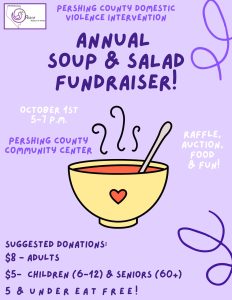 Pershing County Domestic Violence Intervention flyer for their Annual Soup & Salad Fundraiser